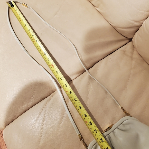 Vintage leather mini purse jane shilton small crossbody bag art deco cream gold - Picture 15 of 16